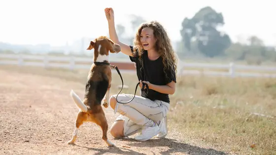 woman and dog